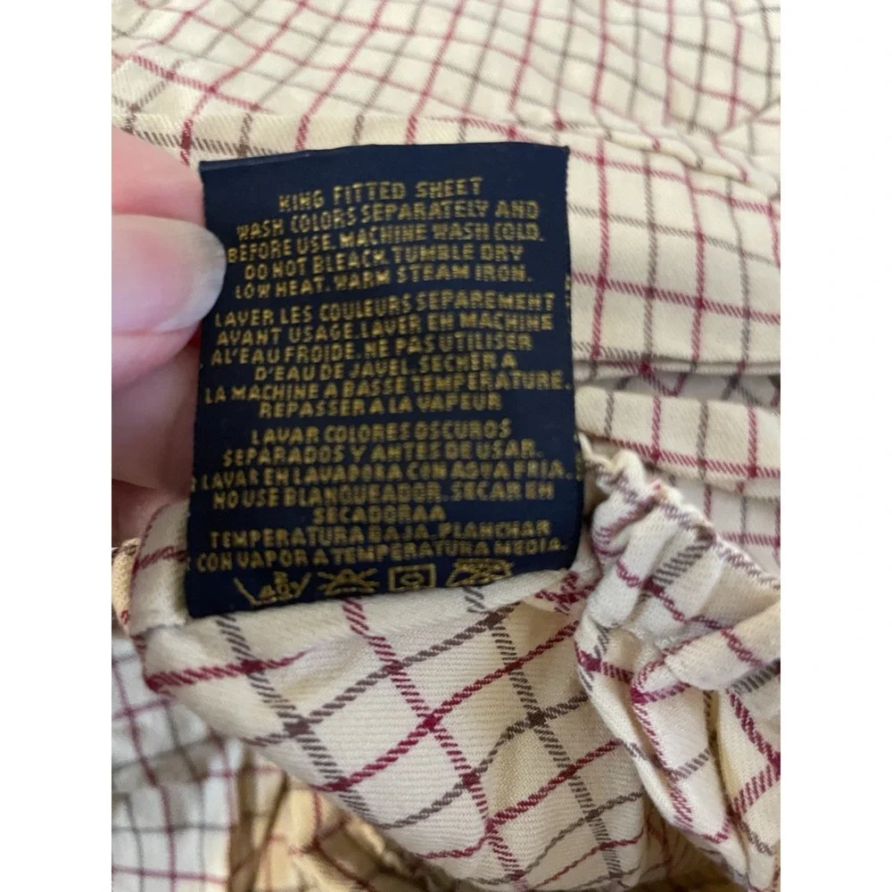 Ralph Lauren Bramble Tattersal Tan Check  KING Fitted Sheet 2 King‎  Pillowcases